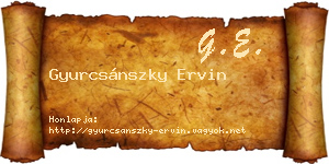 Gyurcsánszky Ervin névjegykártya